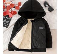 TEMU Conjunto casual para niños de otoño e invierno, sudadera con capucha y camiseta negra de color sólido, y con cuello abierto, ideal para el frío. Un regalo .