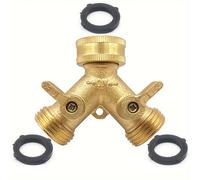 TEMU Conjunto de 1/2/4 grifos de manguera en Y de latón con roscas de 3/4" y 3 juntas tóricas - Ideal para de riego y riego de jardines