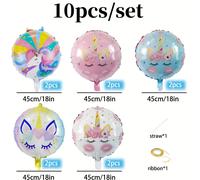 TEMU Conjunto de 10 globos de película de aluminio con diseño de unicornio de 18 pulgadas - de unicornio, adecuado para decoración de fiestas de y de al