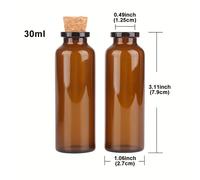 TEMU Conjunto de 10 piezas de Botellas de Vidrio Ámbar con Tapón de Corcho Vacías, Tamaños de 5ml/7ml/10ml/15ml/20ml/30ml para Manualidades y DIY - tamaños para que elijas