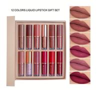 TEMU Conjunto de 12 barras de labios líquidas, antiadherente, larga duración, resistente , acabado mate, colores surtidos, de regalo incluida para del maquillaje, regalos ideales para mujeres.