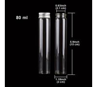 TEMU Conjunto de 12 piezas de botellas de vidrio con tapas de aluminio, diámetro de 3.0 cm y capacidad de 10 ml/15 ml/20 ml/25 ml/30 ml/40 ml/50 ml/60 ml/80 ml/100 ml
