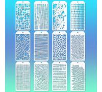 TEMU Conjunto de 12 plantillas de arte mixto - Diseños abstractos y texturizados, plantillas duraderas de PET para aerógrafo, pintura, creación de tarjetas, manualidades y scrapbooking