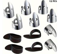 TEMU Conjunto de 12 púas para dedos de acero, incluyendo púas de acero inoxidable para dedo y , púas metálicas ajustables para en guitarras, bandolines y otros instrumentos