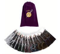 TEMU Conjunto de 14 piezas de Agujas de Tejer Circulares de pulgadas de Acero Inoxidable, Combinación de Agujas de Palo Útiles para Tejer, Aguja para Suéter y Lana con Bolsa de Almacenamiento