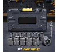 TEMU Conjunto De 14 Piezas De Casquillos De Impacto Dañados, Juego De Casquillos De Tuerca Y Extractor De Pernos De Impacto - Extractor De Pernos Y Tuercas De Acero De Cromado Con De Almacenamiento