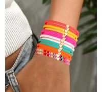 TEMU Conjunto de 14 Pulseras de Amor en Arcilla Bohemia para Mujeres (CCB) para Uso Diario y Vacaciones en , Regalos de Vacaciones y Para Buenos