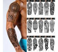 TEMU Conjunto de 15 Piezas de Tatuajes Temporales Realistas de Totem Negro y Mandala - Impermeables, a Prueba de , Pegatinas de Tatuajes Falsos para Hombres, Perfectas para Brazos y Cuerpo