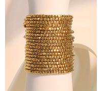 TEMU Conjunto de 19 piezas de pulseras elásticas doradas, conjuntos de joyería de elegantes y versátiles, conjunto de pulseras ajustables para mujer