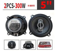 TEMU Conjunto de 2 Altavoces Coaxiales para Auto HiFi de 5 Pulgadas (2X300W) con Cubierta Antipolvo y Cable de Audio, Altavoz de Puerta de Completa