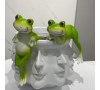 TEMU Conjunto de 2 figuras de rana de resina para decoración de jardín, adornos para colgar en macetas, de jardín al , detalles para el hogar, añade encanto a tu jardín.