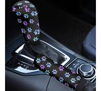 TEMU Conjunto De 2 Fundas Para Palanca De Cambios Y Freno De Mano Con Estampado De Huellas Coloridas. Accesorios Decorativos Para Coche Ideales Como Regalos Para Mujeres Y Señoras.