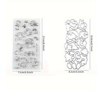 TEMU Conjunto de 2 Piezas de " de ": Sellos de Silicona Transparentes y Troqueles de Corte Metálicos para Scrapbooking DIY, de Tarjetas y Manualidades - Temática Animal