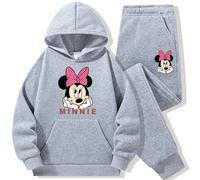 TEMU Conjunto de 2 Piezas Disney para Niñas: Sudadera con Capucha + Pantalón, Estampado de Minnie Cute, Forro Polar, Ropa Deportiva Casual para Uso Diario y Actividades al Aire Libre