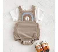 TEMU Conjunto de 2 piezas para bebé niño: camiseta de manga corta y body con diseño de y estampado, ideal para exteriores (no zapatos, sombrero, gafas ni otros accesorios).