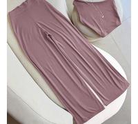 TEMU Conjunto de 2 piezas para mujer, moderno y casual, de color liso, con chaleco ajustado con hombros descubiertos y pantalones de pierna elásticos de cintura , PB-1301