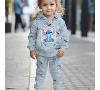 TEMU Conjunto de 2 Piezas para Niñas con Estampado Digital Temático de Stitch de Disney, Sudadera y Pantalón de Chándal, Regalo de Ropa Cómoda para Invierno y Otoño, Ideal para Deportes al