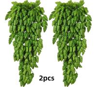 TEMU Conjunto de 2 plantas de flores artificiales de lúpulo para decoración navideña, con agujas de y vegetación, ideal para colgar o como de mesa en mesas o .