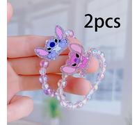 TEMU Conjunto de 2 pulseras de moda de Disney Stitch | Joyería de cuentas de lentejuelas coloridas, uso diario, pulseras de para , para de San Valentín, Acción de Gracias y regalos de