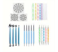 TEMU Conjunto de 25 herramientas para puntear mandalas, plantillas de pintura acrílica, pinceles artesanales, kit de manualidades para la elaboración de cerámica, no requiere energía.
