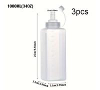 TEMU Conjunto de 3 Botellas Grandes de Plástico para Mermeladas, Jarabes y Aceites - Sin BPA, Ideales para Tiendas de Té y Uso Comercial
