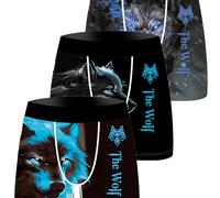 TEMU Conjunto de 3 bóxers para hombre con estampado digital, tejido elástico para mayor comodidad y transpirabilidad