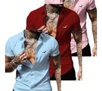 TEMU Conjunto de 3 camisas de manga corta para hombre