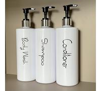 TEMU Conjunto de 3 dispensadores de bomba de plástico rellenables para champú, acondicionador y gel de baño - Sin perfume, sin ftalatos