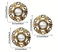 TEMU Conjunto de 3 Espejos de Pared Decorativos en Plástico Pequeños para la Decoración del Hogar, Adorno Vintage para , Dormitorio y Comedor, Regalo de Acción de Gracias y Navidad