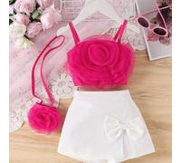 TEMU Conjunto de 3 faldas con estampado floral - Rosa y vibrantes, estilo casual con de , cintura elástica y bolsa que , para al o para un casual, diseño , faldas con cintura elástica, para al