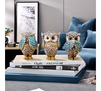 TEMU Conjunto de 3 Figuras de Búhos de Resina, Artesanías Decorativas para Diferentes Tipos de Habitaciones, Uso Interior, No Requiere Electricidad