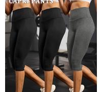 TEMU Conjunto de 3 leggings ultra suaves para mujer, con diseño de cintura para soporte abdominal, perfectos para yoga y running sin ser transparentes.