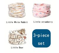 TEMU Conjunto de 3 piezas de cuellos cálidos para otoño-invierno | Bufandas casuales de punto floral con elasticidad, diseño sin costuras para niños y niñas