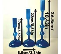 TEMU Conjunto de 3 Piezas de Portavelas de Vidrio Azul, Base de Portavelas, Portavelas de Vidrio, Diámetro de la 2.5cm, Decoración del Hogar, Cena, Fiesta, Uso en Festivales