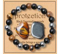 TEMU Conjunto de 3 piezas de Pulseras de Protección Triple, , y , Pulsera de Protección con Cuentas Redondas de 8mm, Pulsera Elástica, Pulsera Unisex