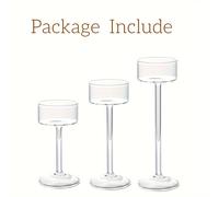TEMU Conjunto de 3 Portavelas de Vidrio para Velas Tealight Transparentes, Elegantes para , Decoración y Fiestas, Regalos para Ajustes de Mesa