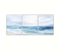 TEMU Conjunto de 3 Pósteres de Estampado de Mar Azul, Póster de Ola de Playa Azul, Póster Minimalista, Estampado Romántico del , Decoración de Pintura en para Pared de y Dormitorio, Sin