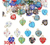 TEMU Conjunto de 30 Colgantes de Vidrio Lámpara Millefiori - Coloridos de 16mm con de Hierro para Hacer Joyería DIY, Estilo Bohemio de para Collares, Pendientes y Pulseras