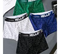TEMU Conjunto de 4 bóxers estampados para hombre con un elegante diseño de cielo estrellado, suaves, transpirables y cómodos