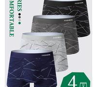 TEMU Conjunto de 4 calzoncillos para hombre, cómodos y transpirables, bóxers holgados y transpirables, pantalones base, bóxers deportivos y casuales de moda