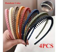 TEMU Conjunto de 4 Diademas de Resina Boho Chic - Diseño de con Dientes, Diademas de Color Sólido para Mujeres, , Set de Accesorios de Múltiples Piezas