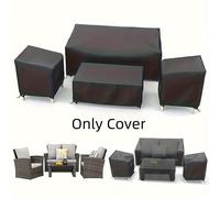 TEMU Conjunto de 4 fundas para muebles de patio al aire , fundas protectoras de poliéster negro para sofá y sillas, no impermeables, fácil colocación y extracción.