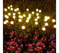 TEMU Conjunto de 4 luces de luciérnaga solares con 10 LED, Luces de jardín solares mejoradas, Movimiento al , Luces solares de de estrella para decoración de patio de jardín ( )