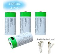 TEMU Conjunto de 4 piezas / 2 piezas, Batería CR123A, Batería Recargable de Iones de Litio USB CR123A, Capacidad 3.7V 700mAh, Carga Rápida en 1.5 Horas, 1200 Ciclos con Cable Tipo C, Constante