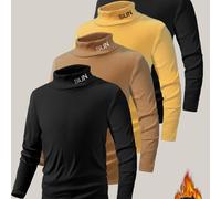 TEMU Conjunto de 4 piezas de Camisetas Térmicas Cálidas con Bordado de la Letra Cuello de de Larga para Niño para Otoño Invierno