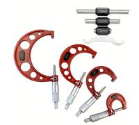 TEMU Conjunto de 4 piezas de micrómetros exteriores de 0-25mm, 50mm, 75mm y 100mm con parada de y de 0-100mm con graduación de 0.01mm