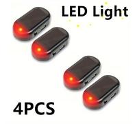 TEMU Conjunto de 4 piezas Luz Antirrobo Solar para Coche, Luz Indicadora de Simulación Decorativa con Sensor LED, Accesorios Interiores Automotrices para Estacionamiento Nocturno