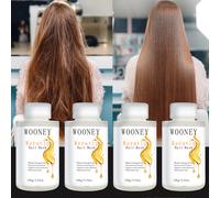 TEMU Conjunto de 4 piezas Mascarilla Capilar WOONEY Alisadora y Suavizante con Queratina Brasileña para el Cuidado del Cabello Dañado y Encrespado