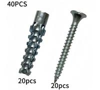 TEMU Conjunto de 40 piezas y 20 juegos de Tornillos de Dentados para Paredes Ligeras de Ladrillo, Paredes de Espuma, Paredes de Cemento y Paredes de Hormigón