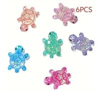 TEMU Conjunto de 5/6 miniaturas de tortugas de resina coloridas, ideales para decoración de jardines en miniatura, decoración de mesas en interiores o exteriores, y decoración interior de automóviles